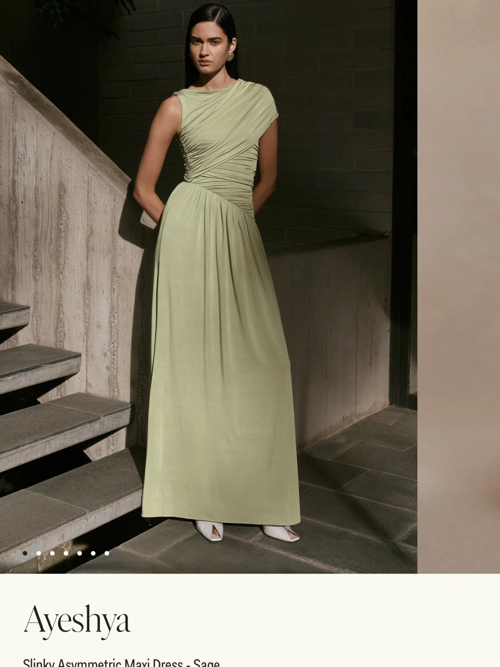 Meshki One-Shoulder Maxi Dress in Sage